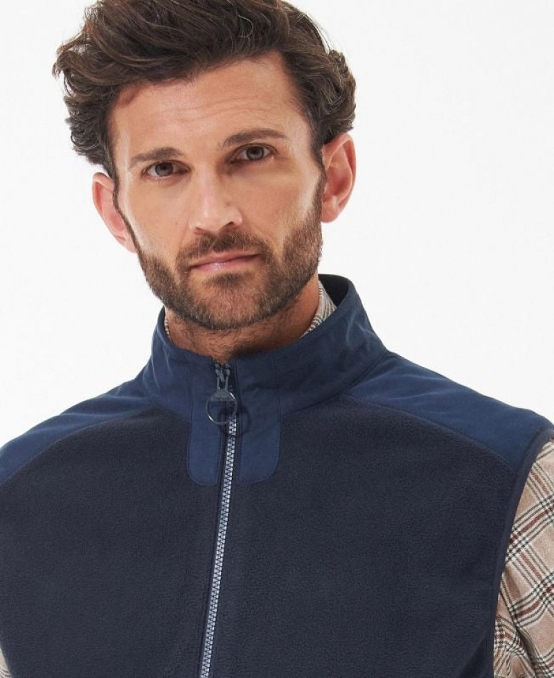 Navy Men Barbour Country Fleece Vest | US-8670VRDWO