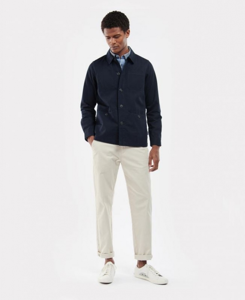 Navy Men Barbour Dene Overshirt | US-3650JRCGB