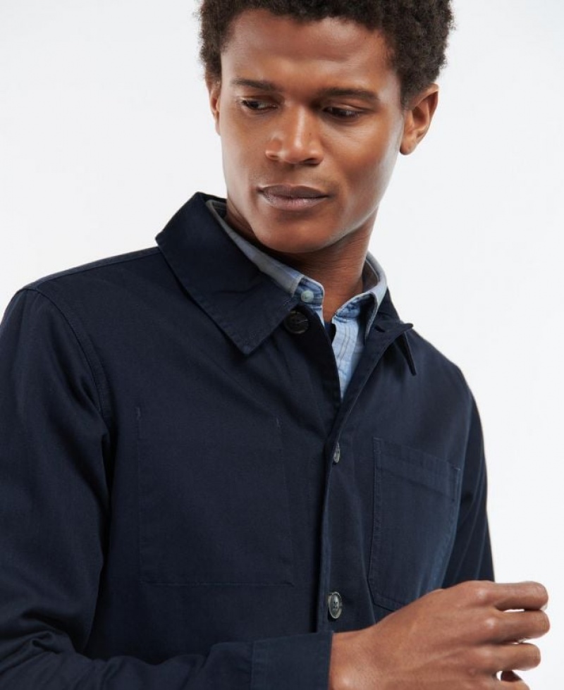 Navy Men Barbour Dene Overshirt | US-3650JRCGB