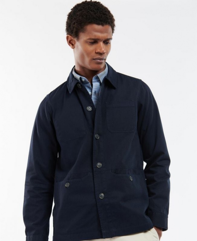 Navy Men Barbour Dene Overshirt | US-3650JRCGB