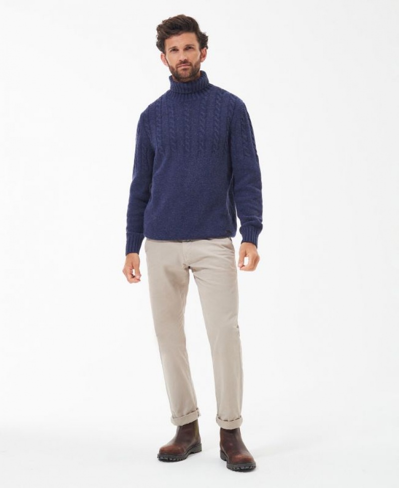 Navy Men Barbour Duffle Knitted Sweater | US-0678HSXQU