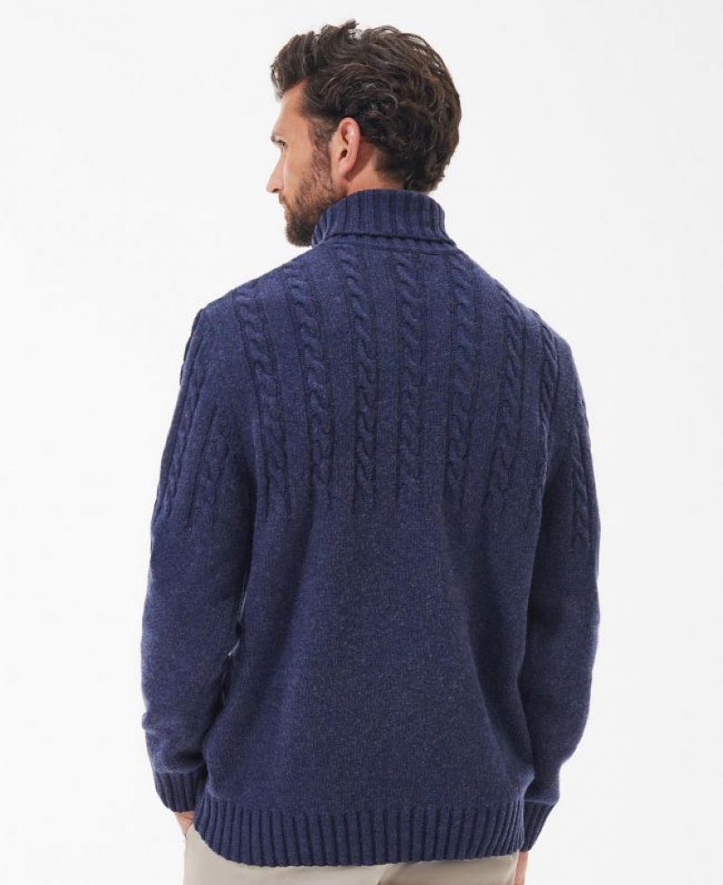 Navy Men Barbour Duffle Knitted Sweater | US-0678HSXQU