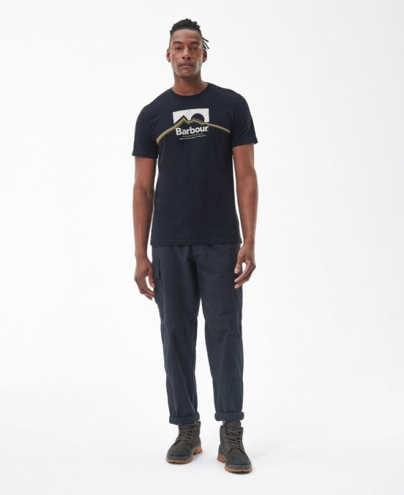 Navy Men Barbour Ellonby Graphic T-Shirts | US-6913LVRPS