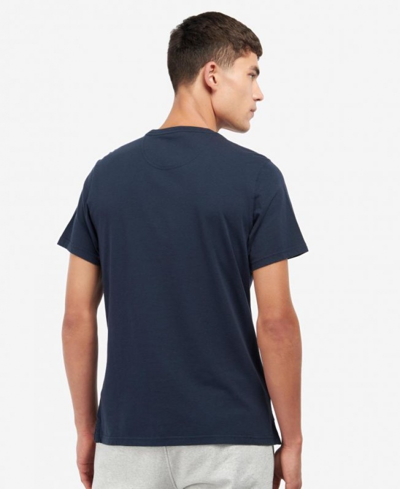 Navy Men Barbour Emblem T-Shirts | US-3902PFNVR