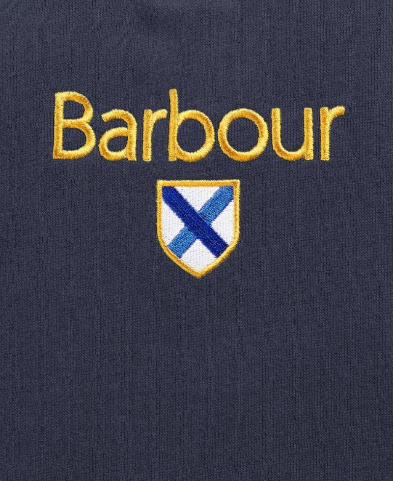 Navy Men Barbour Emblem T-Shirts | US-3902PFNVR