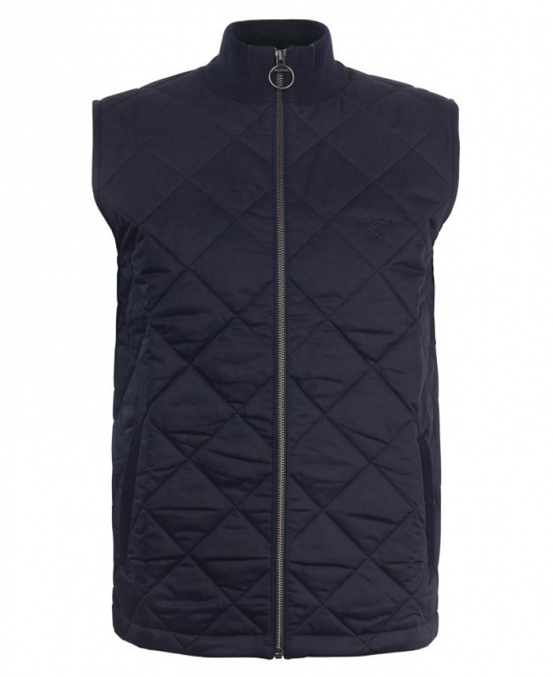 Navy Men Barbour Essential Box Quilt Vest | US-8510ZBCUI