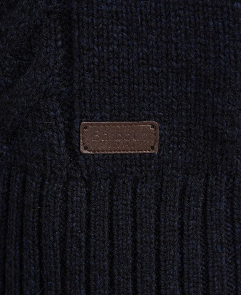 Navy Men Barbour Essential Cable Knit Sweater | US-6210ZLBQM