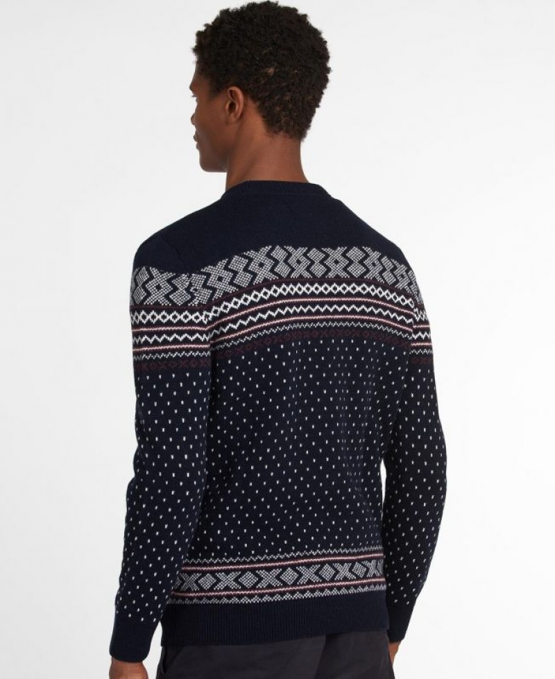 Navy Men Barbour Essential Fair Isle Crew Sweater | US-0318FKTZP