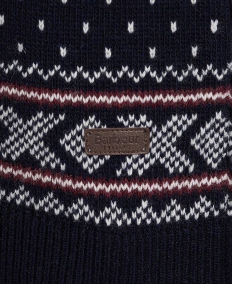 Navy Men Barbour Essential Fair Isle Crew Sweater | US-0318FKTZP