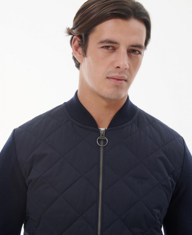 Navy Men Barbour Essential Quilted Zip-Thru Fleece | US-2791CBLMA