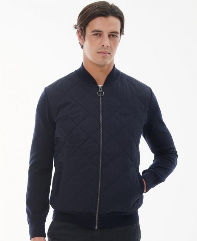 Navy Men Barbour Essential Quilted Zip-Thru Fleece | US-2791CBLMA