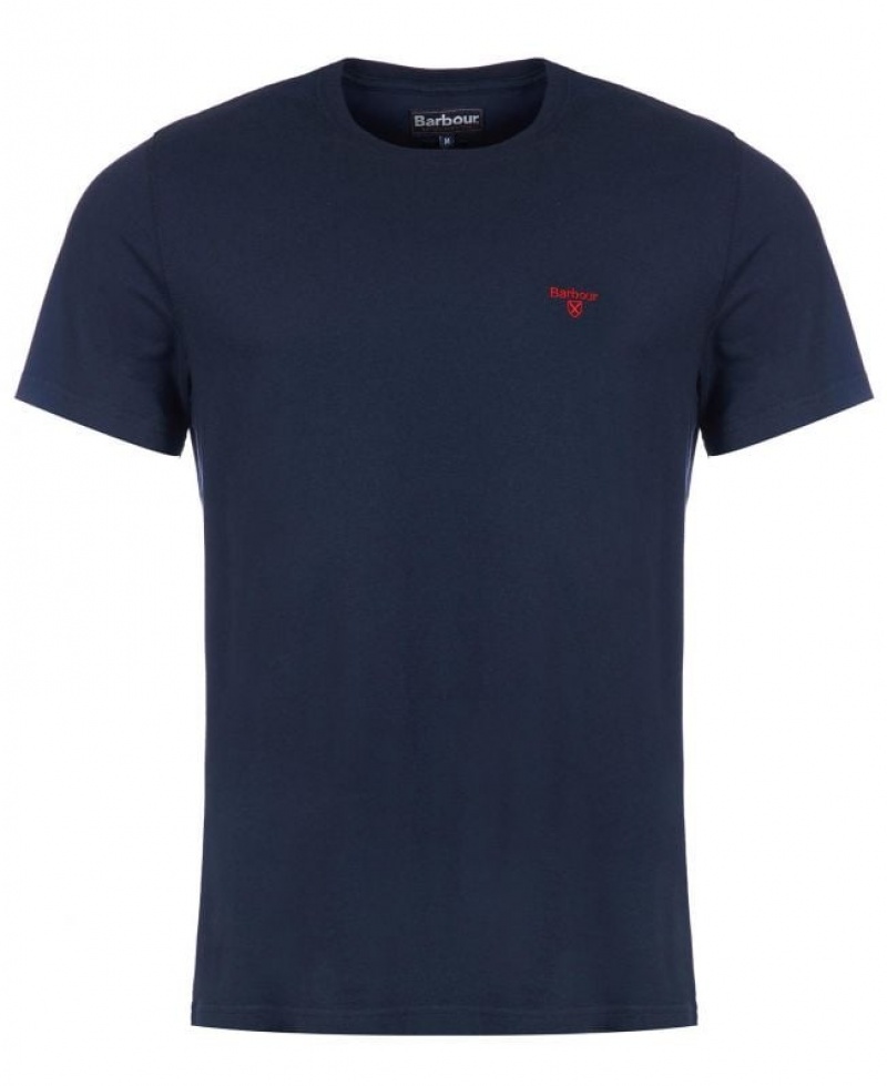 Navy Men Barbour Essential Sports T-Shirts | US-7806QVEGL