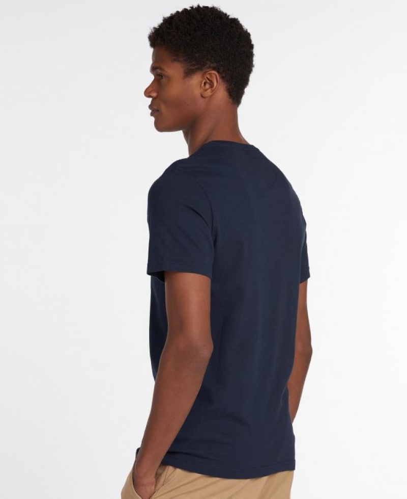 Navy Men Barbour Essential Sports T-Shirts | US-7806QVEGL