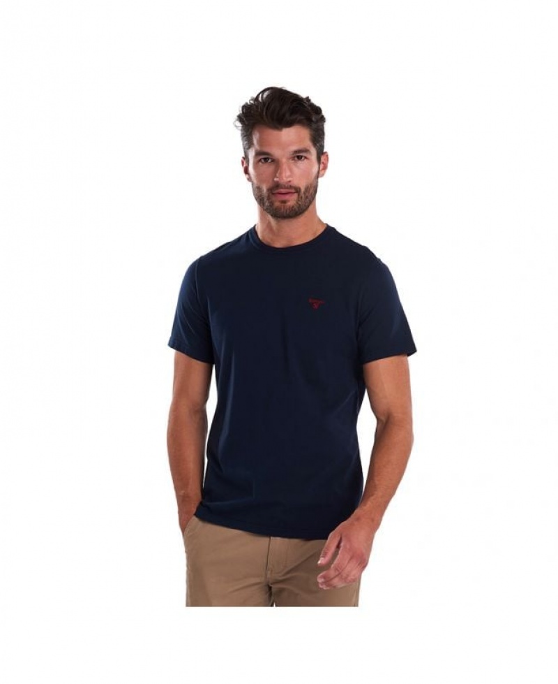 Navy Men Barbour Essential Sports T-Shirts | US-7806QVEGL