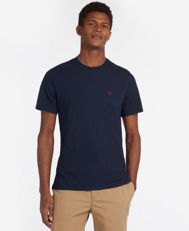 Navy Men Barbour Essential Sports T-Shirts | US-7806QVEGL