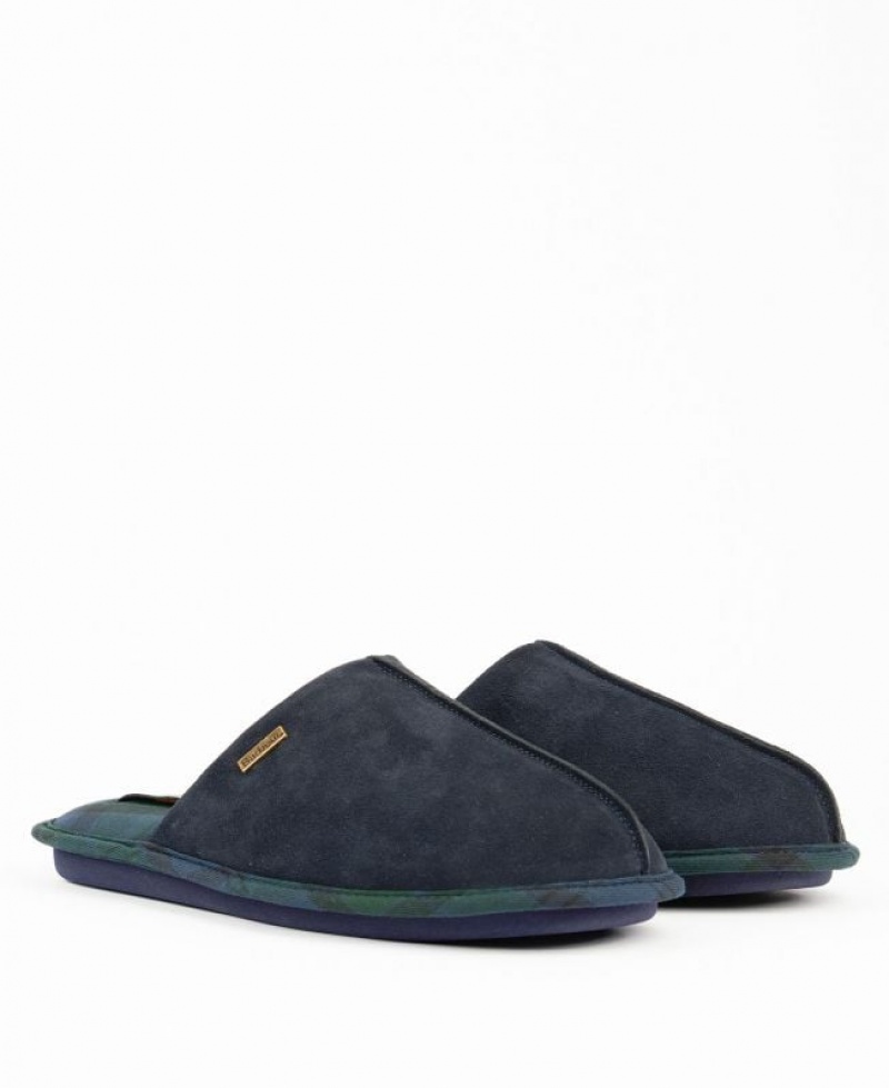 Navy Men Barbour Foley Slippers | US-6842EWCXN