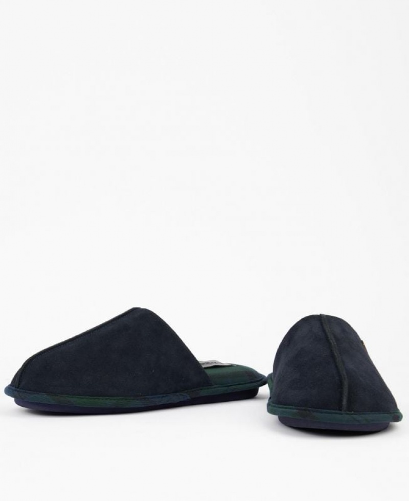 Navy Men Barbour Foley Slippers | US-6842EWCXN