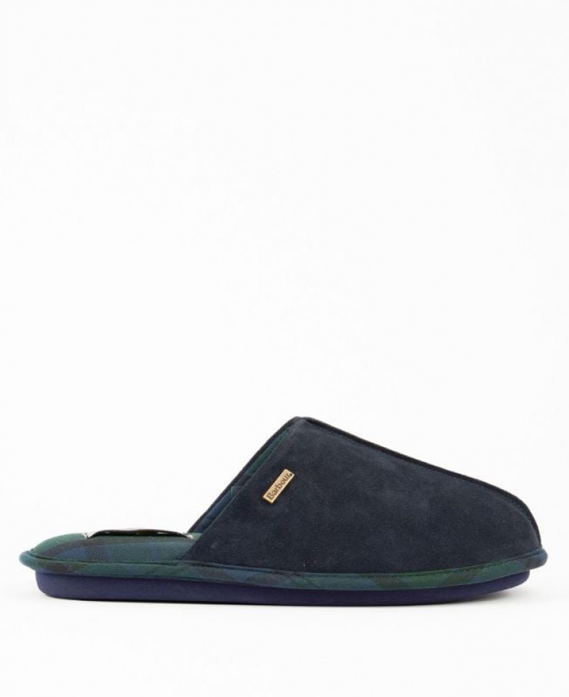 Navy Men Barbour Foley Slippers | US-6842EWCXN