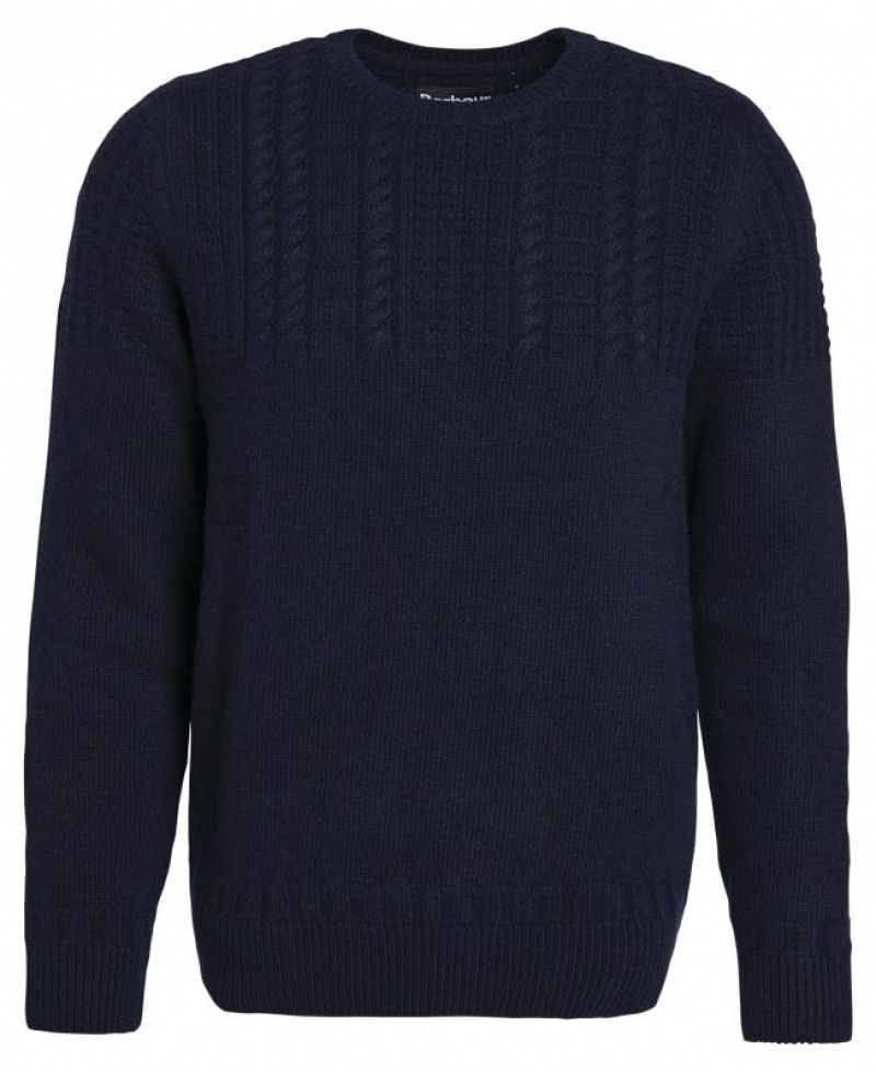 Navy Men Barbour Foremast Knitted Crew Neck Sweater | US-8502ZKJIQ