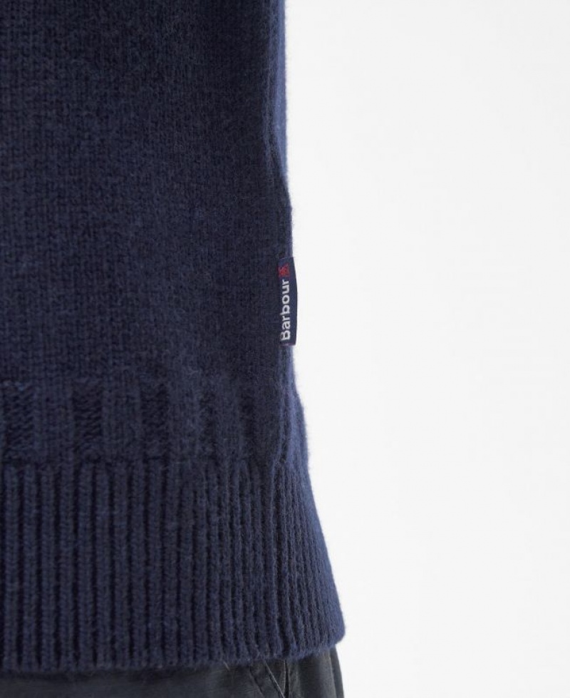 Navy Men Barbour Foremast Knitted Crew Neck Sweater | US-8502ZKJIQ