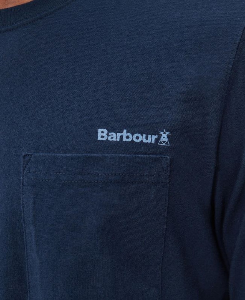 Navy Men Barbour Glenrigg T-Shirts | US-7641EZDCU