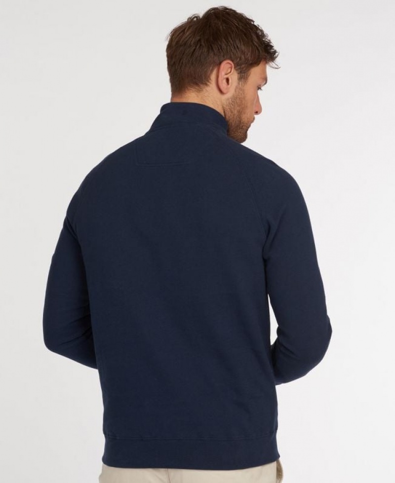 Navy Men Barbour Half Snap Sweatshirt | US-5102LDUMF