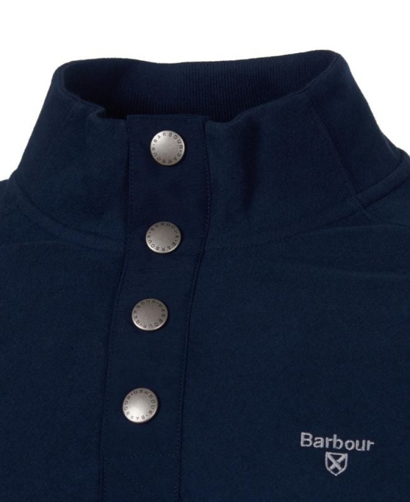 Navy Men Barbour Half Snap Sweatshirt | US-5102LDUMF