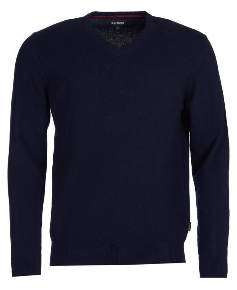 Navy Men Barbour Harrow V Neck Sweater | US-6302MLFDR