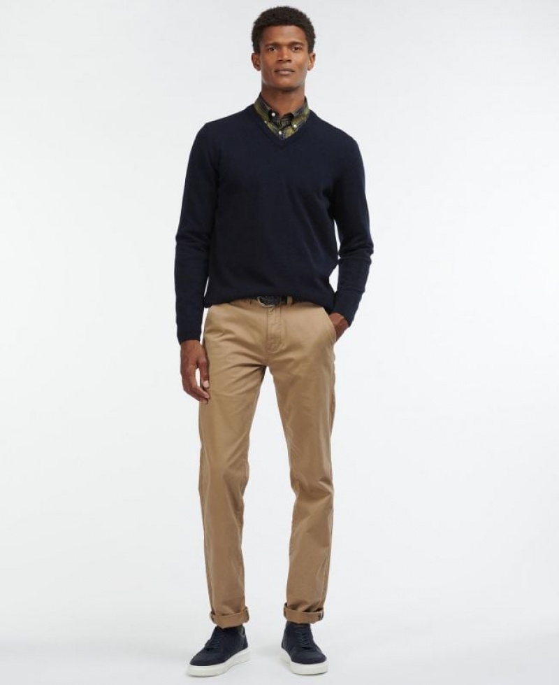 Navy Men Barbour Harrow V Neck Sweater | US-6302MLFDR