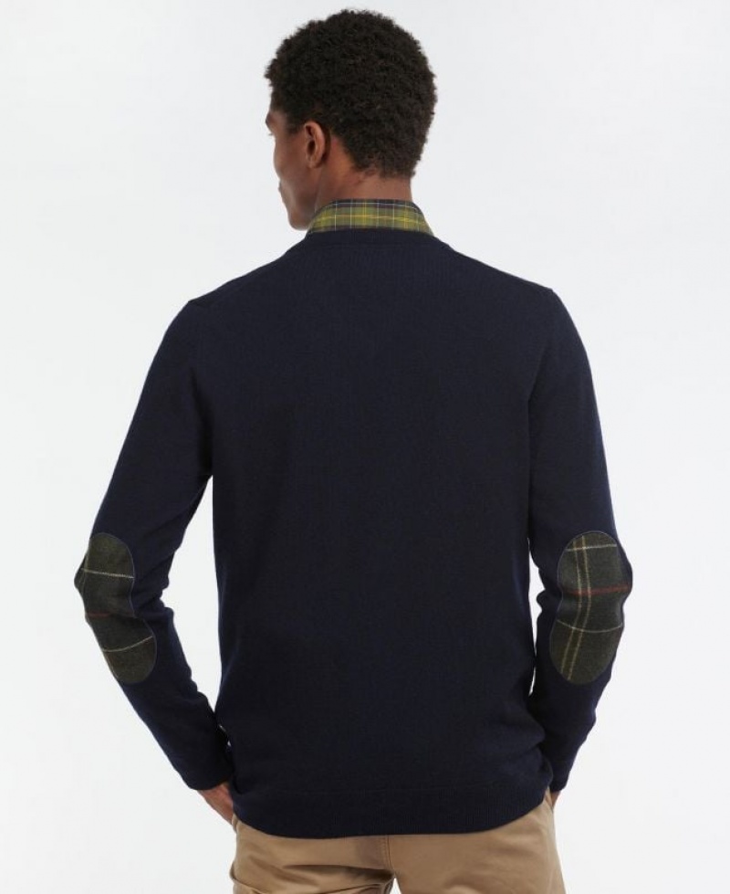 Navy Men Barbour Harrow V Neck Sweater | US-6302MLFDR