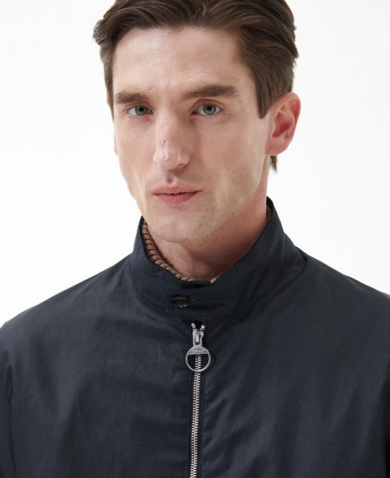 Navy Men Barbour Harton Waxed Jacket | US-1384SLVCA