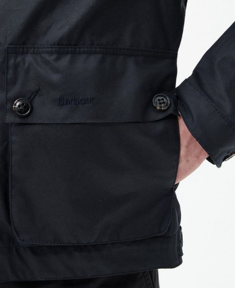 Navy Men Barbour Harton Waxed Jacket | US-1384SLVCA