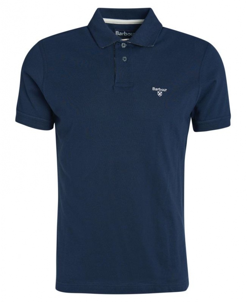 Navy Men Barbour Heathland Polo Shirt | US-9265RMNLY