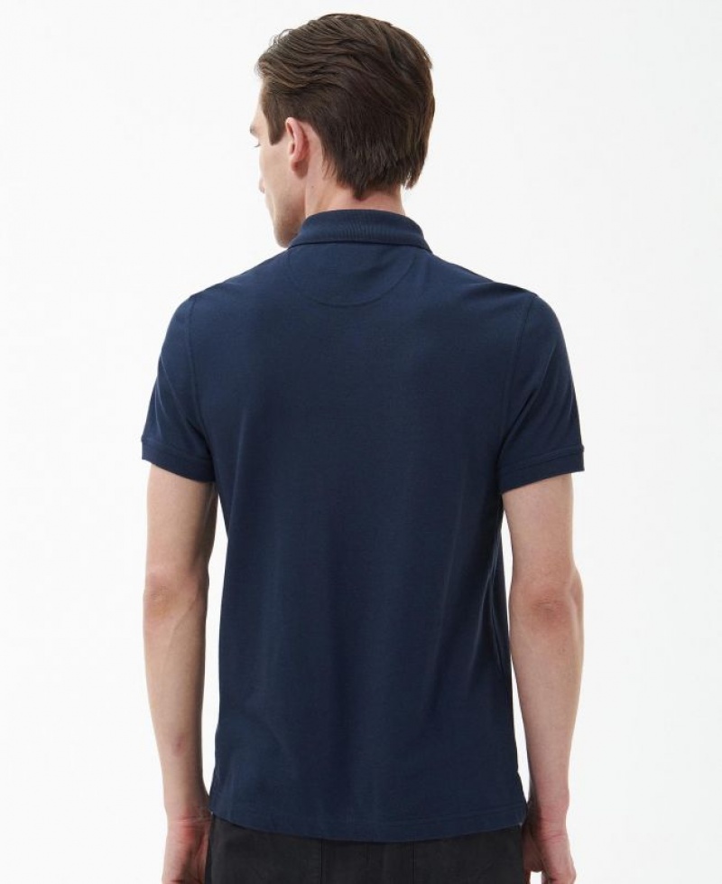 Navy Men Barbour Heathland Polo Shirt | US-9265RMNLY