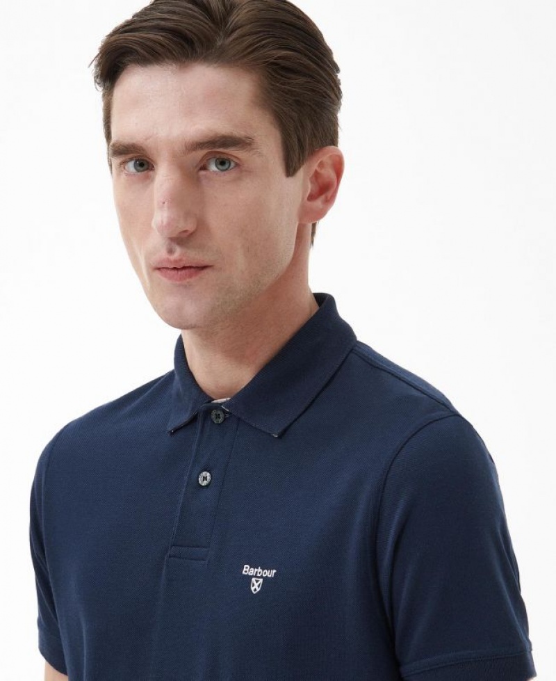 Navy Men Barbour Heathland Polo Shirt | US-9265RMNLY