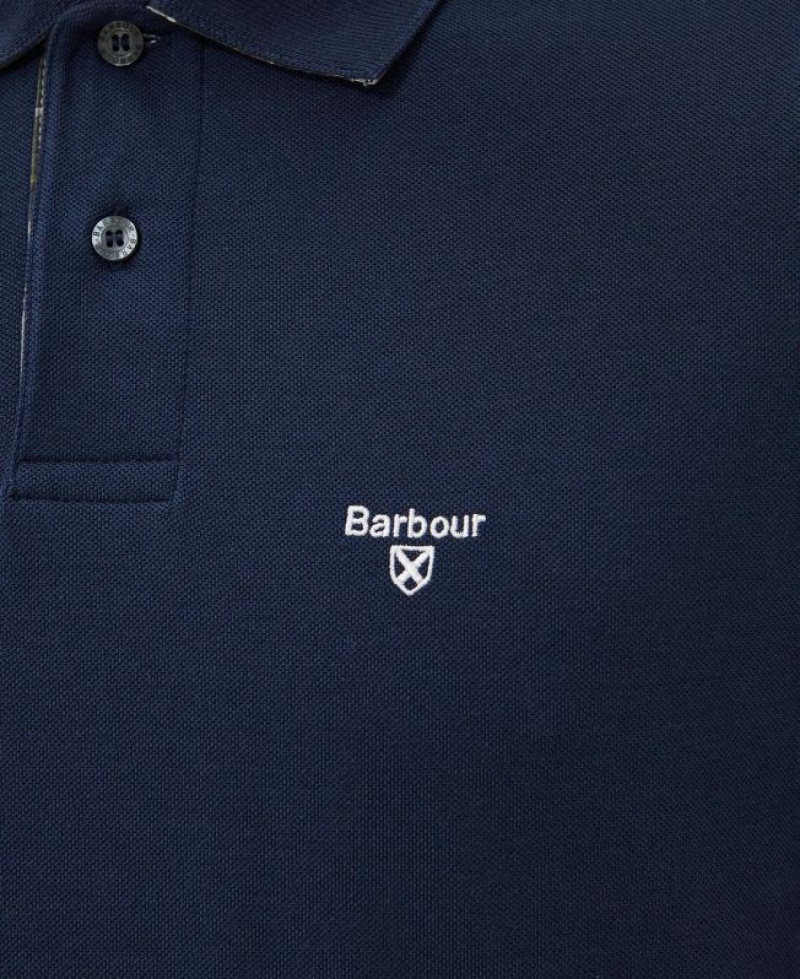 Navy Men Barbour Heathland Polo Shirt | US-9265RMNLY