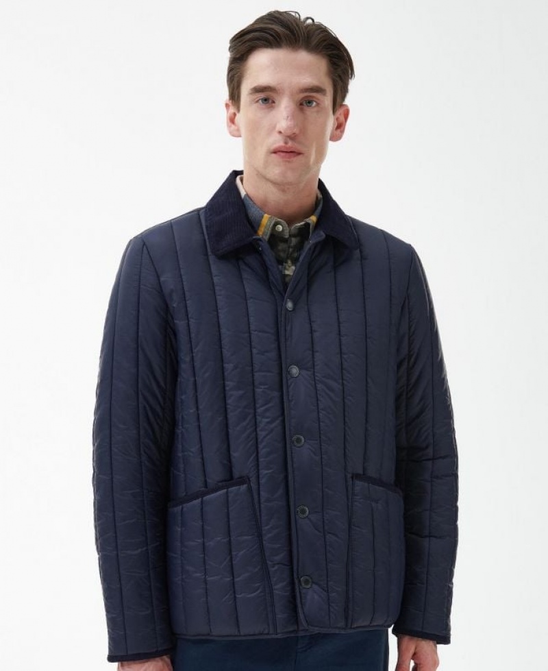 Navy Men Barbour Herring Quilted Jacket | US-9210EGPID