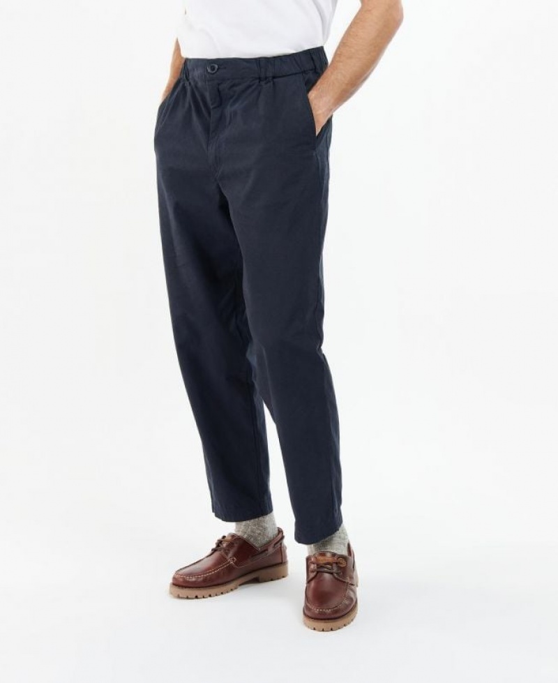 Navy Men Barbour Highgate Twill Pants | US-5762GNCEX