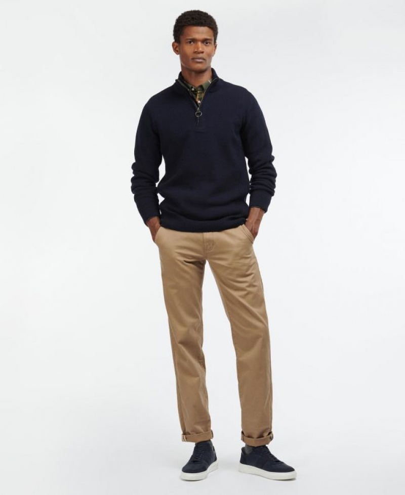 Navy Men Barbour Holden Half Zip Sweater | US-8935UGAQP