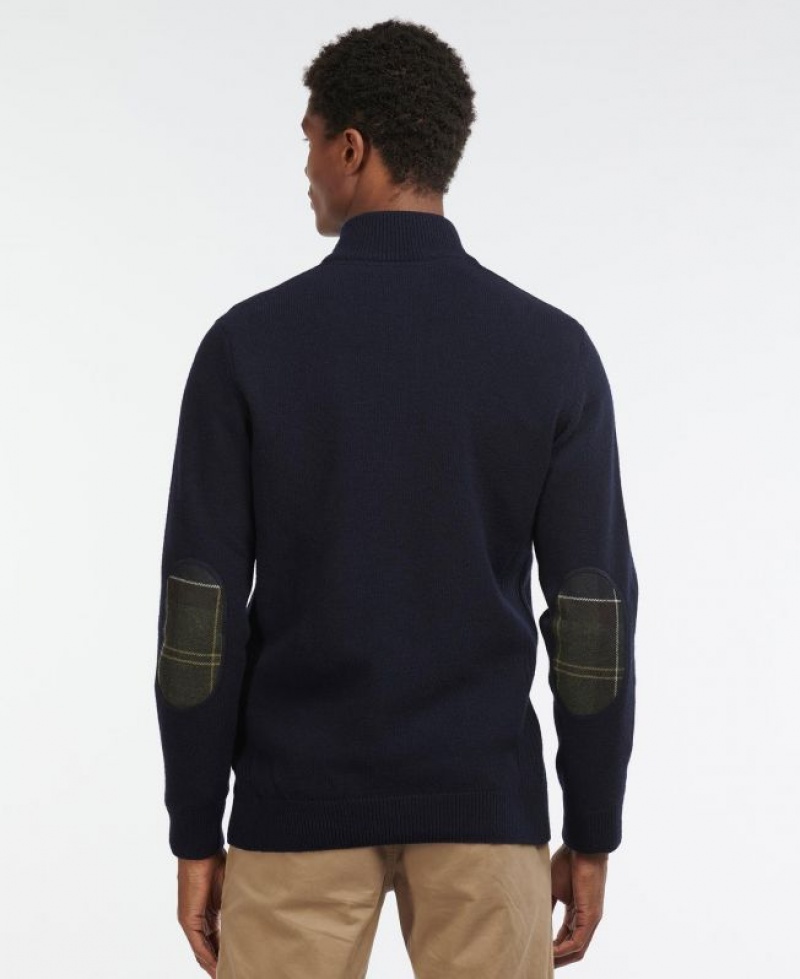 Navy Men Barbour Holden Half Zip Sweater | US-8935UGAQP