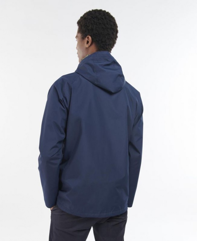 Navy Men Barbour Hooded Domus Waterproof Jacket | US-1945ATORG