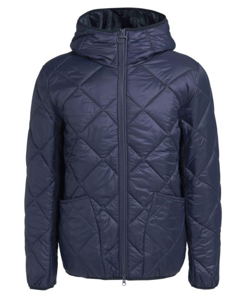 Navy Men Barbour Hooded Liddesdale Quilted Jacket | US-9413YRNJM