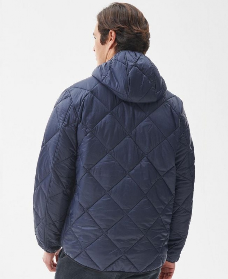 Navy Men Barbour Hooded Liddesdale Quilted Jacket | US-9413YRNJM