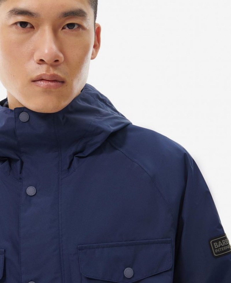 Navy Men Barbour International Abbots Waterproof Jacket | US-9843BFIDW