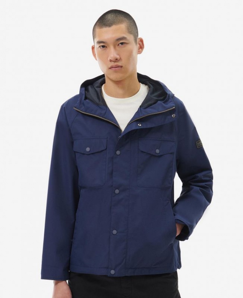 Navy Men Barbour International Abbots Waterproof Jacket | US-9843BFIDW