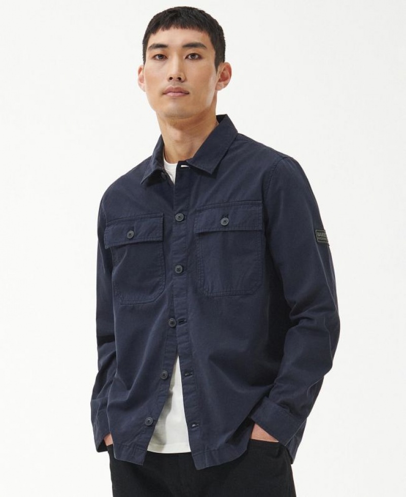 Navy Men Barbour International Adey Overshirt | US-5261YVGJX