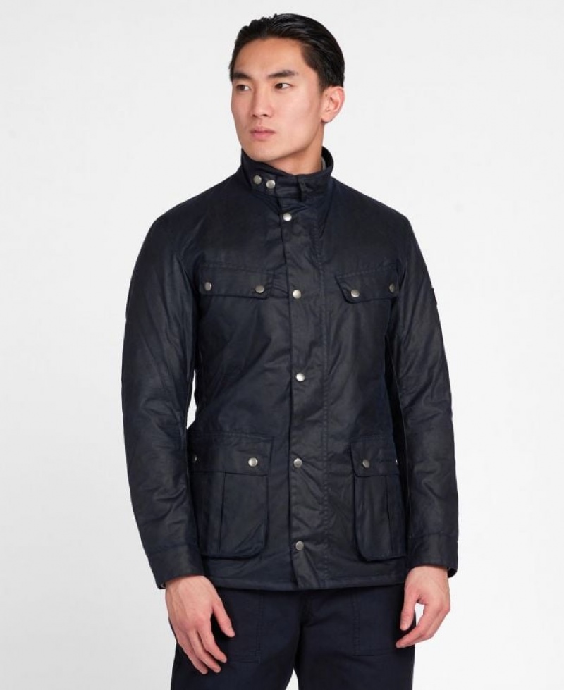 Navy Men Barbour International Duke Waxed Jacket | US-7280SLIRU