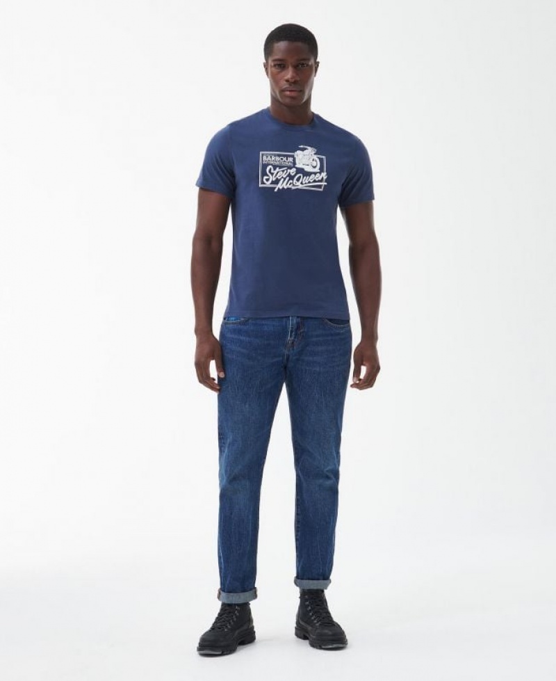 Navy Men Barbour International Eddie T-Shirts | US-6315SHEYC