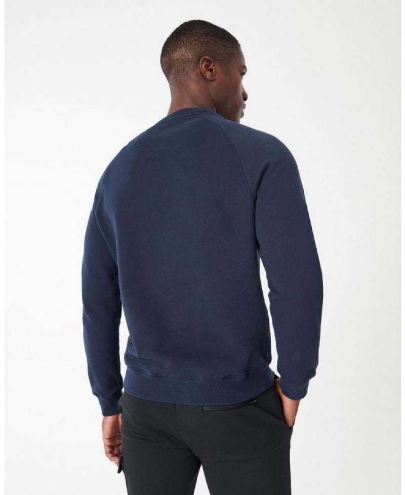 Navy Men Barbour International Essential Crew Neck Sweatshirt | US-5692CZPUE