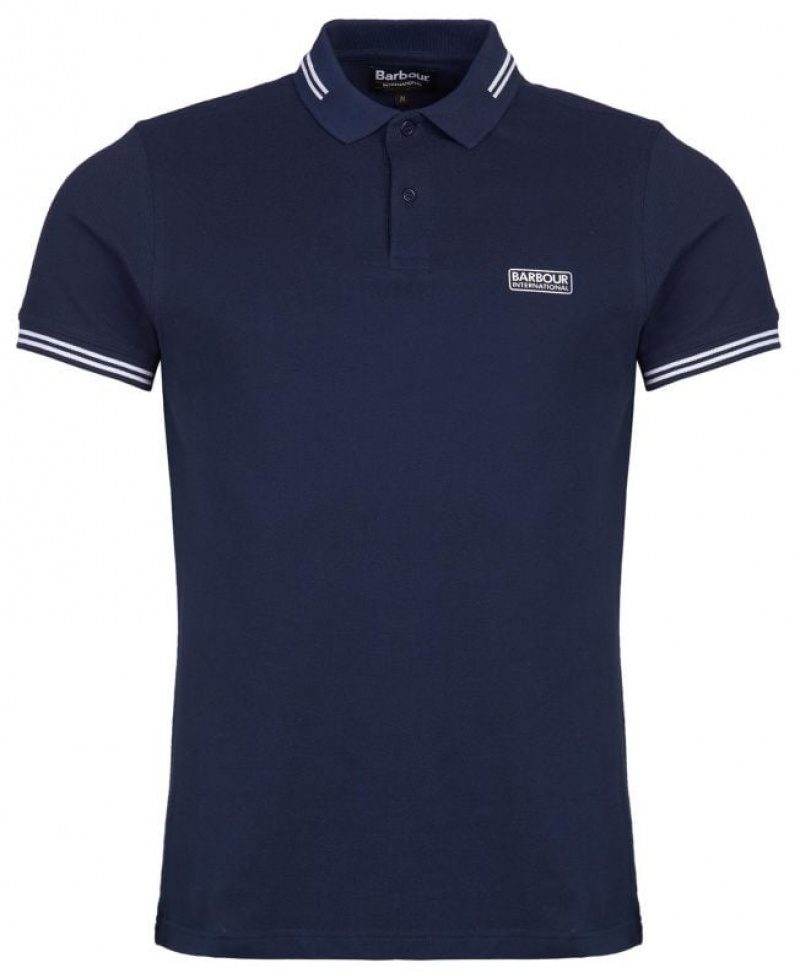 Navy Men Barbour International Essential Tipped Polo Shirt | US-5978ZXBML